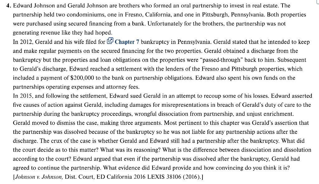 4. Edward Johnson and Gerald Johnson are brothers