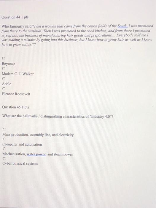 Question 46 1 pts Everyday examples of Customer