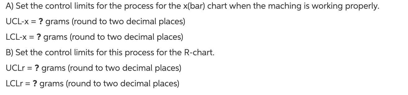 Refer to the table Factors for Computing Control