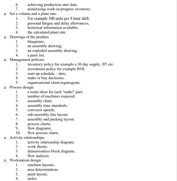 Design a manufacturing plant layout to