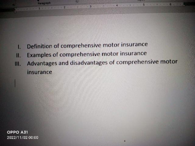 I. Definition of comprehensive motor insurance