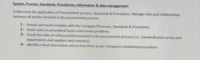 System, Process, Standards, Procedures,
