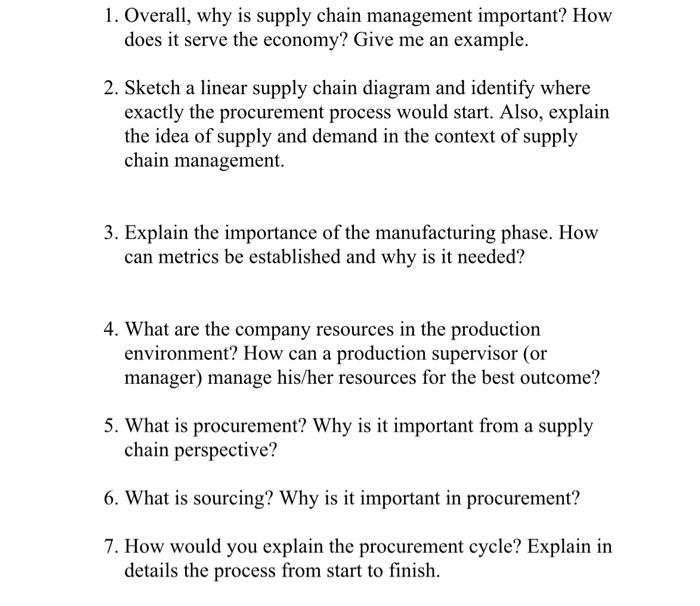 1. Overall, why is supply chain management