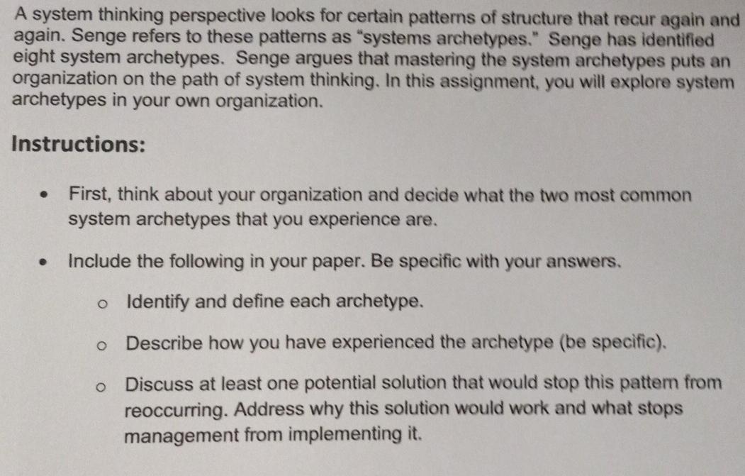 A system thinking perspective looks for certain