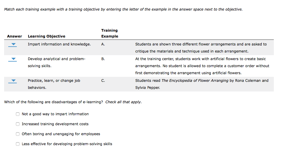 Match each training example with a training