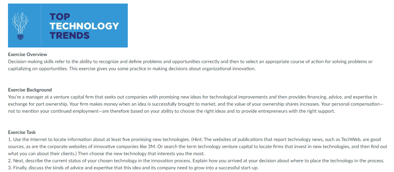 TOP TECHNOLOGY TRENDS Exercise Overview