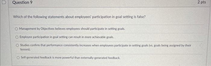 Question 9 2 pts Which of the following