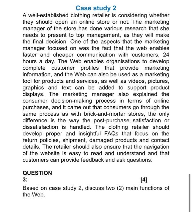 Case study 2 A well-established clothing retailer