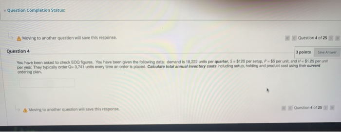 Question Completion Status: Moving to another