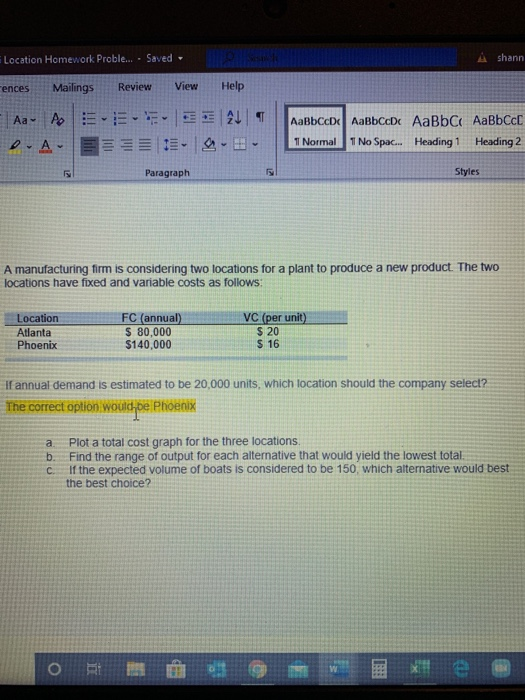 shann Location Homework Proble... - Saved ences