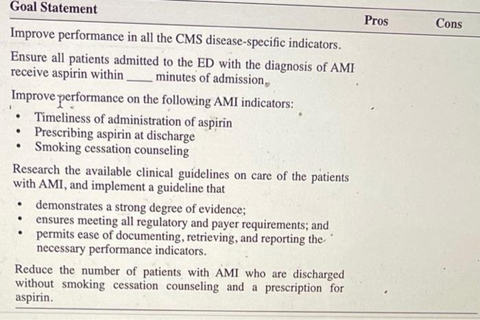 Goal Statement Pros Cons . . . Improve