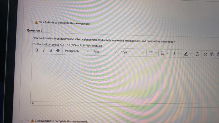A Click Submit to complete this assessment.