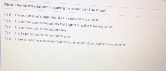 Which of the following statements regarding the