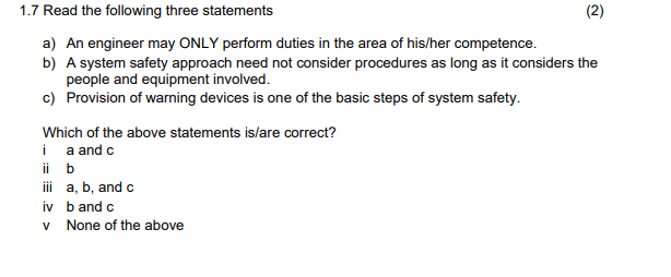. 1.7 Read the following three statements (2) a)