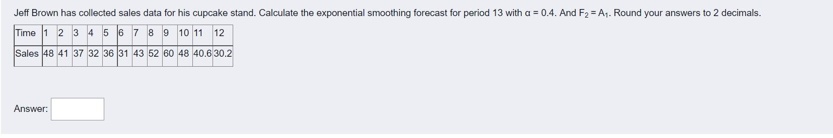 Jeff Brown has collected sales data for his