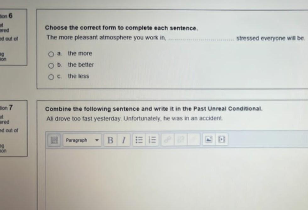 tion 6 wred Choose the correct form to complete