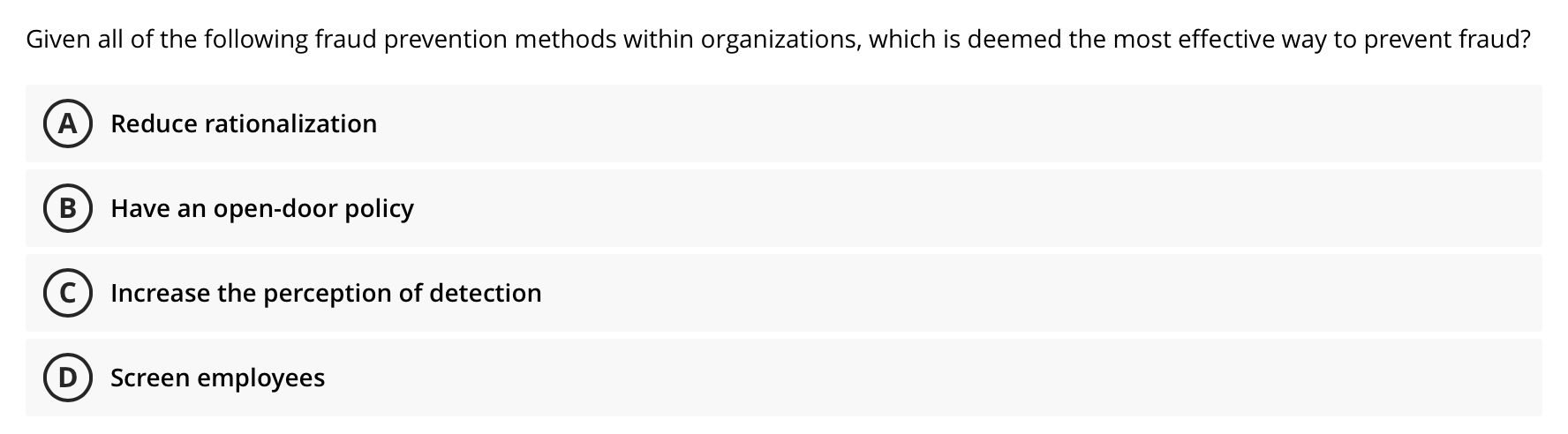 Given all of the following fraud prevention