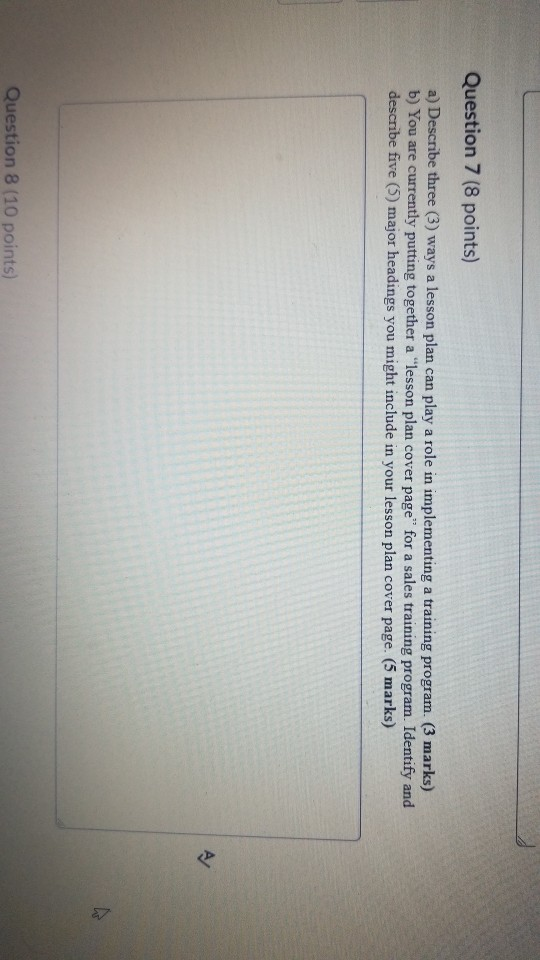 Question 7 (8 points) a) Describe three (3) ways