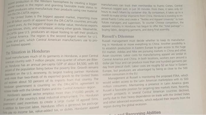 if you were the manager at Russell, how would you