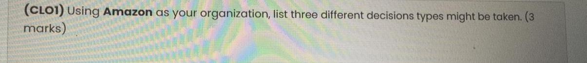 (CL01) Using Amazon as your organization, list
