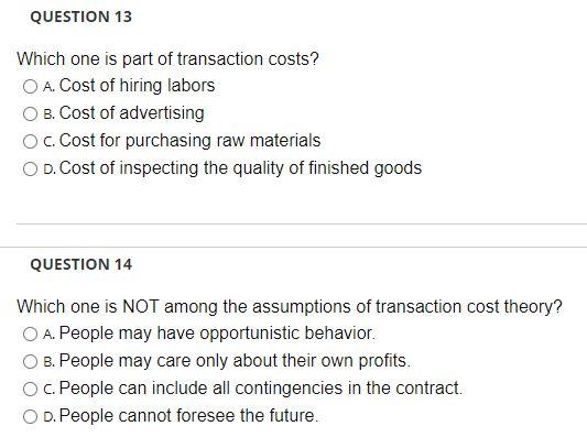 QUESTION 13 Which one is part of transaction