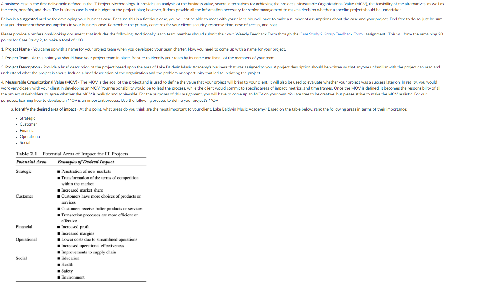 b. Identify the Desired Value of the IT Project -