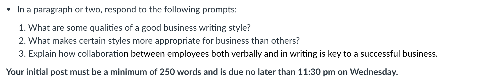 . In a paragraph or two, respond to the following