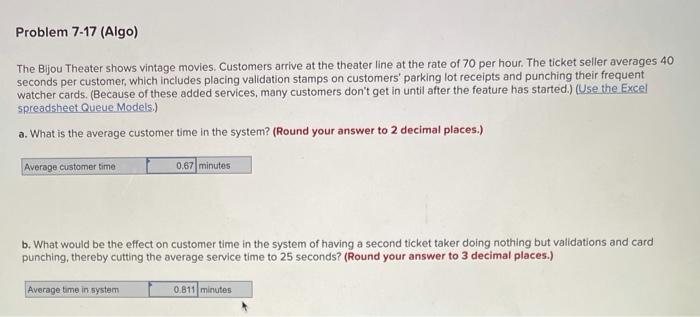 Problem 7-17 (Algo) The Bijou Theater shows