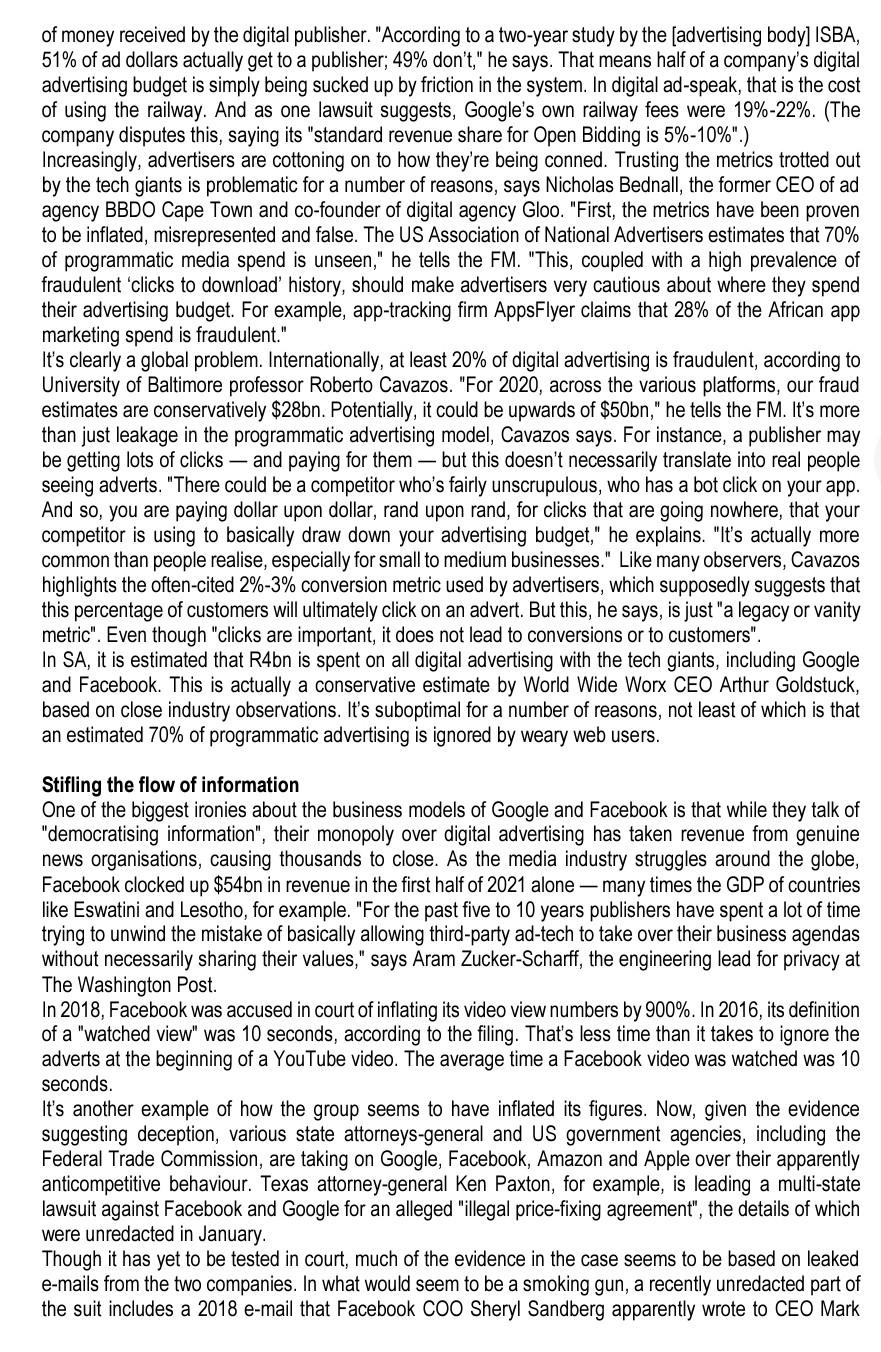 Read the case study below and answer the