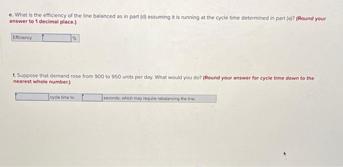 e. What is the efficiency of the line balanced as