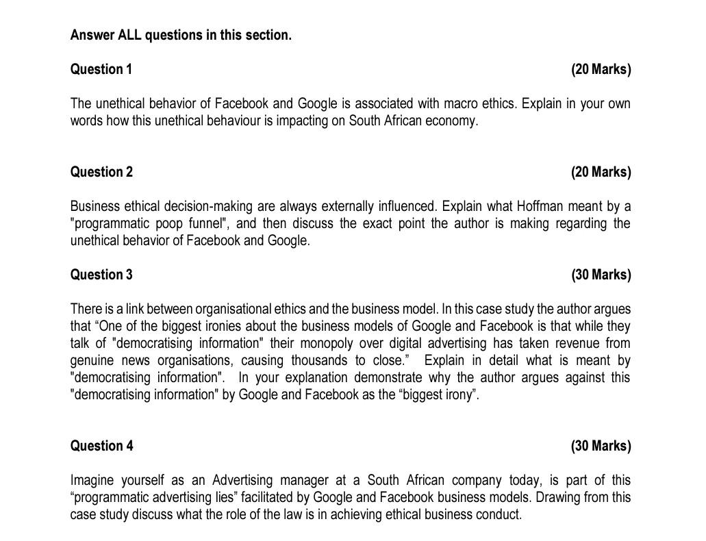Read the case study below and answer the