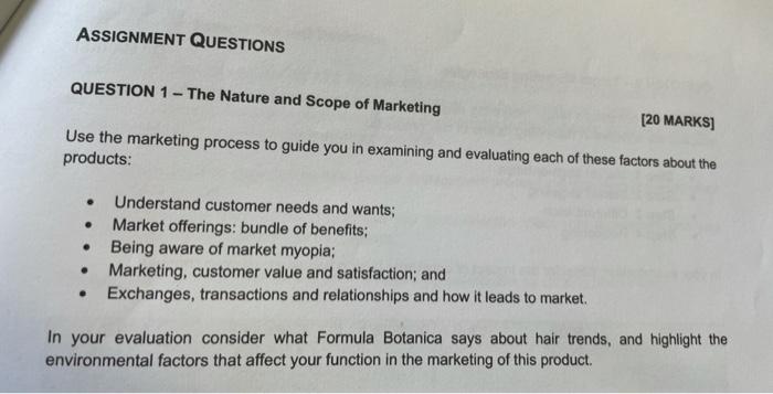 ASSIGNMENT QUESTIONS QUESTION 1 - The Nature and