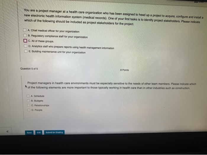 You are a project manager at a health care