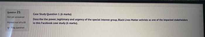Question 21 Not yet answered Case Study Question