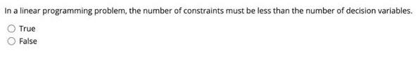 In a linear programming problem, the number of