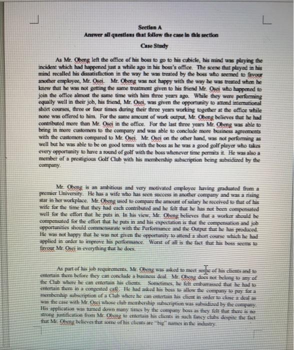 L Section A Answer all questions that follow the