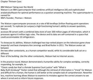 Chapter Thirteen Case: IBM Watson Taking over the
