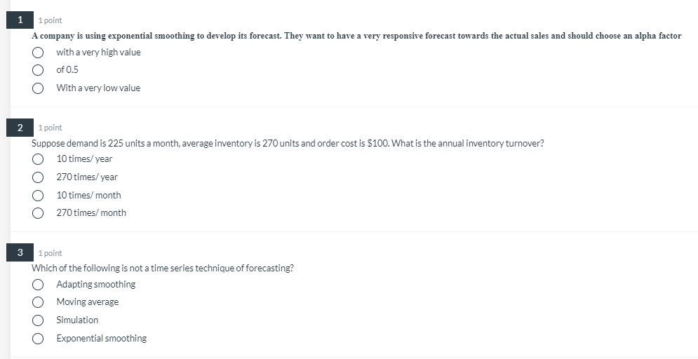 Forecasting 1 1 point A company is using
