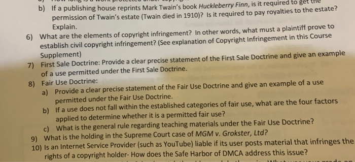 b) If a publishing house reprints Mark Twain's