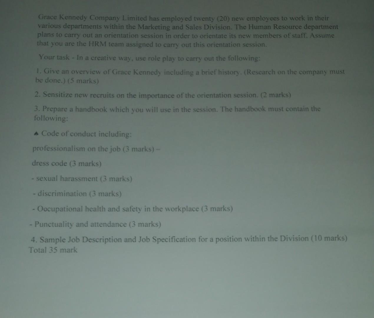 Grace Kennedy Company Limited has employed twenty