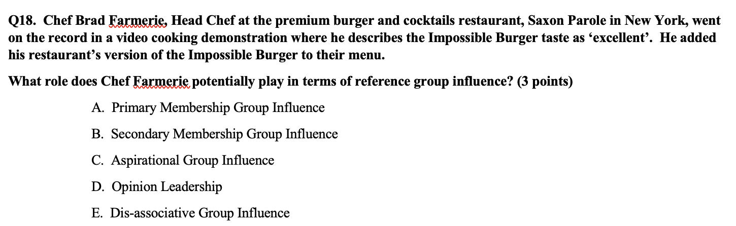 Q18. Chef Brad Farmerie, Head Chef at the premium