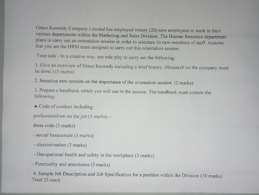 Grace Kennedy Company Limited has employed twenty