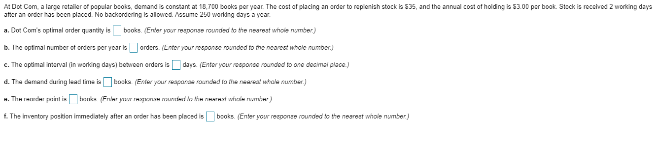 At Dot Com, a large retailer of popular books,