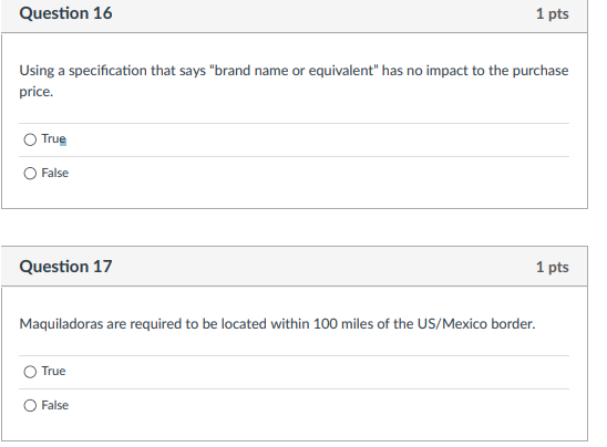 Question 16 1 pts Using a specification that says