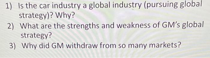 1) Is the car industry a global industry