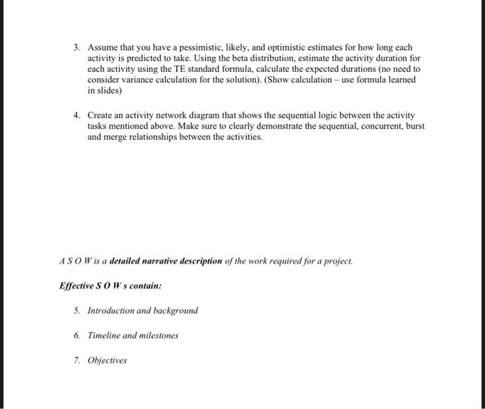 The following assignment requires each group to