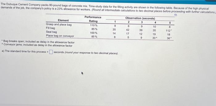 a. the standard time fir this process (round