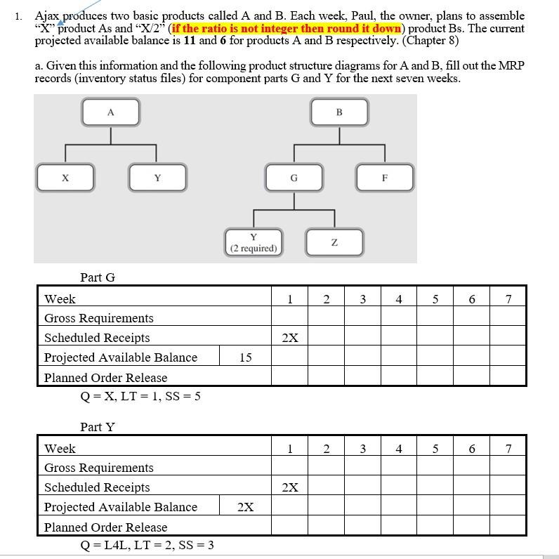x=36 1. Ajax produces two basic products called A
