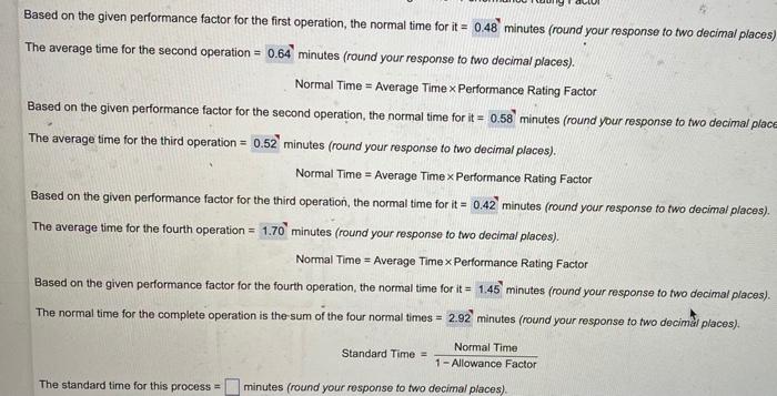 Based on the given performance factor for the
