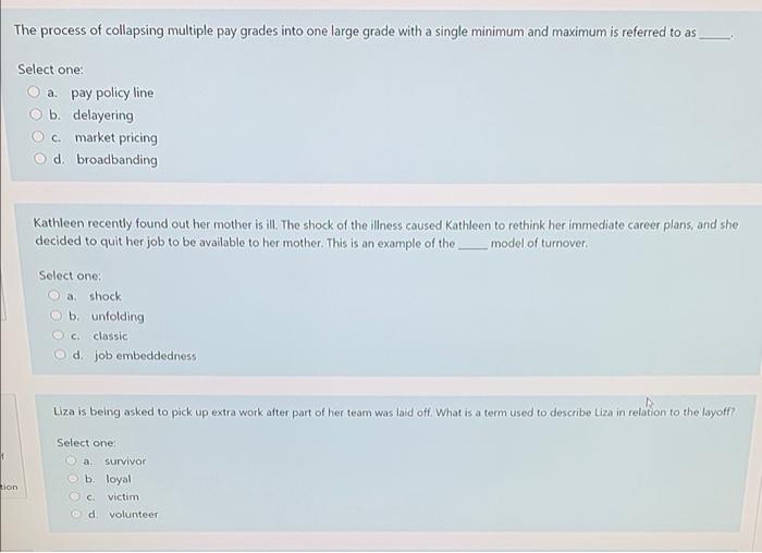 The process of collapsing multiple pay grades